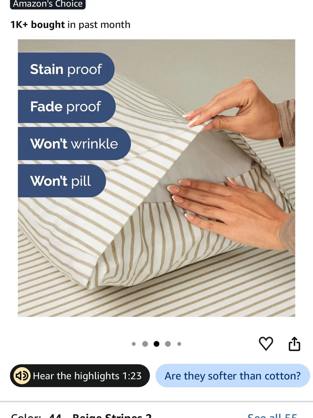 Queen Beige & White Striped sheet set